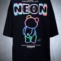 ราคา เสื้อยืด NEON น้องหมีสกรีนนีออนสะท้อนแสง หน้าหลัง เสื้อยืดฤดูร้อนสำหรับผู้ชายและผู้หญิง รุ่นที่ไม่เรืองแสง (25124936157)