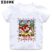 ราคา เสื้อยืดคริสต์มาส Toy Story Buzz Lightyear Woody Christmas Print Funny Kids T Shirts Girls Clothes Baby Boys T shirt Summer Children Topsooo5911 (23259571723)