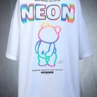 ราคา เสื้อยืด NEON น้องหมีสกรีนนีออนสะท้อนแสง หน้าหลัง เสื้อยืดฤดูร้อนสำหรับผู้ชายและผู้หญิง รุ่นที่ไม่เรืองแสง (25124936148)