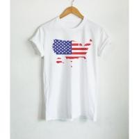 ราคา แผนที่อเมริกา ลายธงชาติอเมริกา USA United States of America Map Flag เสื้อยืด เสื้อยืดสกรีน คอกลม แขนสั้น (24793975964)