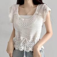 ราคา DD SHOPพร้อมส่ง CX1131 เสื้อถักไหมพรม แขนสั้น ดีเทลเว้าซีที (24558056079)