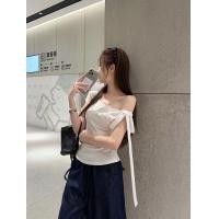 ราคา เสื้อปาดไหล่ เสื้อแฟชั่นผู้หญิง ทรงเข้ารูป ไหล่เฉียง สีน้ำเงิน สีขาว และลายทาง (25250974104)