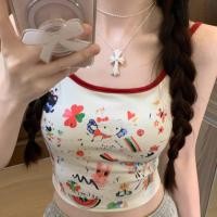 ราคา DD SHOPพร้อมส่ง FY6873 เสื้อสายเดี่ยวไหมพรม ดีเทลลายการ์ตูน มีฟองน้ำ สีขาวแดง เรียบๆ (22092169927)