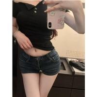 ราคา กางเกงขาสั้นผ้ายีนส์เอวต่ำสไตล์อเมริกันสำหรับผู้หญิง กางเกงขาสั้นทรงเข้ารูปสำหรับใส่ไปทำงานฤดูใบไม้ร่วง 2025 ใหม่ (25272227412)