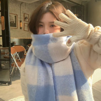 ราคา ผ้าพันคอไหมเทียมสีฟ้าอ่อนลายสก็อตสำหรับผู้หญิง ฤดูใบไม้ร่วง ฤดูหนาว หนา ผ้าพันคอแบบสวมหัว ผ้าคลุมไหล่แฟชั่น ผ้าฝ้าย (22343696634)