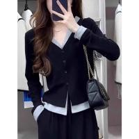 ราคา เสื้อยืดคอกว้างแขนยาวถักผ้าโมดอลคอตตอนสำหรับผู้หญิง ช่วงต้นฤดูใบไม้ร่วง เสื้อคาร์ดิแกนเปิดไหล่กระชับสัดส่วน เสื้อผ้าทำงาน (25255082801)