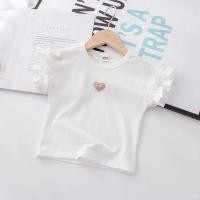 ราคา Lrih Store เสื้อลูกไม้แขนสั้นสำหรับเด็กผู้หญิงเสื้อสวมหัวลายหัวใจผ้าฝ้าย100 เสื้อยืดลำลอง1 5 9ปีแฟชั่น (19720528759)