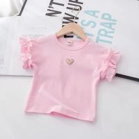 ราคา Lrih Store เสื้อลูกไม้แขนสั้นสำหรับเด็กผู้หญิงเสื้อสวมหัวลายหัวใจผ้าฝ้าย100 เสื้อยืดลำลอง1 5 9ปีแฟชั่น (19720528751)