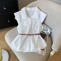 ราคา เสื้อเชิ้ตแขนกุดสีขาว ทรงหลวม สไตล์ฝรั่งเศส สำหรับผู้หญิง เสื้อเชิ้ตแขนกุด ทรงหลวม ทรงเข้ารูป ดีไซน์เก๋ไก๋ เสื้อเชิ้ตลำลอง (24920782662)