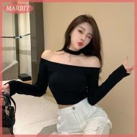 ราคา MARBIT Hot Sale เสื้อยืดแขนยาวเปิดไหล่สำหรับผู้หญิงเซ็กซี่แบบพอดีตัวเสื้อเปิดไหล่ข้างเดียวสำหรับผู้หญิง (25122195434)
