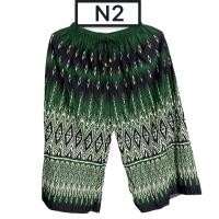 ราคา กางเกงอัดพลีทแฟชั่น กางเกงลายดอก ลายไทย เอวยางยืด ขา5ส่วน (23422382656)