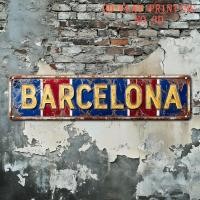 ราคา 2D Flat 1pc Outdoor Plaques and Wall Art Retro BARCELONA Aluminum Sign 16 x4 Vintage Metal Decor Spanish City Football Holy Land Wall Art for Man Cave Bar Garage Cafe Living Room Garden Gift for Footb