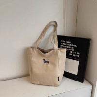 ราคา กระเป๋าผ้าใบลายหมาสุนัขแฮนด์เมดขนาดใหญ่ กระเป๋าสะพายไหล่ข้างเดียวสำหรับเด็กนักเรียน กระเป๋าใส่ของสำหรับเดินทางแบบลำลอง (25334012564)