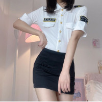 ราคา ส่งเร็วพิเศษ ชุดนอนไม่ได้นอน ชุดคอสเพลย์ตำรวจ เสื้อกระโปรงในเซต กระโปรงทรงเอแหวกข้าง M XXL BBF 791 (16180551118)