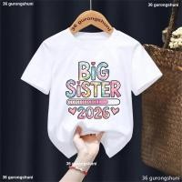 ราคา HOT Big Sister Loading 2026 girls T shirt Promoted To Big Sister Tshirt Cute Announcement Kids Shirt Kawaii GirlS Clothe100 cotton (25510298306)