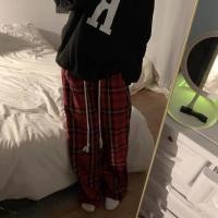 ราคา กางเกงขายาวทรงหลวมสีแดงลายสก็อตสำหรับผู้หญิง กางเกงขายาวทรงตรงสไตล์อเมริกันย้อนยุค กางเกงขายาวทรงหลวมสำหรับผู้หญิง (25335147801)