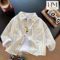 ราคา เสื้อเชิ้ตเด็ก เสื้อแขนยาวเด็ก เชิ้ตลายทาง เสื้อคอปกแขนยาวสำหรับเด็กผู้ชาย สไตล์เกาหลี (24777213638)