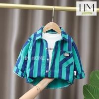 ราคา เสื้อเชิ้ตเด็ก เสื้อแขนยาวเด็ก เชิ้ตลายทาง เสื้อคอปกแขนยาวสำหรับเด็กผู้ชาย สไตล์เกาหลี (24777213633)