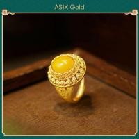 ราคา ASIX GOLD แหวนอำพันรูปไข่ ทอง 24K เงินแท้ S925 (24391035300)
