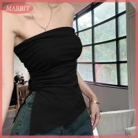 ราคา MARBIT Hot Sale เสื้อเกาะอกไม่มีสายคาดเอวลำลองแขนกุดไม่สมมาตรผ่าข้างเสื้อเกาะอกเซ็กซี่ฤดูร้อน (24882730321)