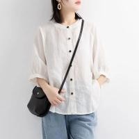 ราคา เสื้อเชิ้ตผ้าฝ้ายลินินผสม แขนพอง (25411057864)