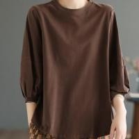 ราคา เสื้อยืดแขนยาวผู้หญิงสไตล์เกาหลี oversize เสื้อผ้าสาวอวบน่ารักๆ ลำลองทรงหลวม เสื้อยืดแขนบอลลูนแฟชั่นมาใหม่สวยๆ สีพื้น (22642245832)