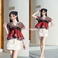 ราคา เสื้อพื้นเมืองผ้าฝ้าย เสื้อกะเหรี่ยงคอวี มีขนาดฟรีไซส์ บิ๊กไซส์ (24942468073)