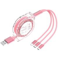 ราคา Multi Charging Cable 3A 2Pack 4ft Retractable Multi Charging Cord 3 in 1 Fast Charger Cord Multi Charger Adapter with Lightning Type C Micro USB Ports for Cell Phones iPhone Samsung PS Tablets (230678