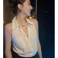 ราคา เสื้อเชิ้ตคอโปโลแขนกุดสไตล์ฝรั่งเศส ทรงสลิมฟิต สำหรับผู้หญิง ฤดูร้อน 2024 เสื้อเชิ้ตคอวีแขนกุดสีขาว ทรงเข้ารูป (24467343884)