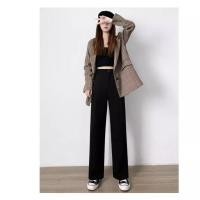 ราคา กางเกงขายาวทรงหลวมเอวสูงสำหรับผู้หญิง กางเกงขายาวทรงตรงสีดำ กางเกงขายาวลำลองสำหรับใส่ไปทำงาน กางเกงขายาวทรงตรงสไตล์เกาหลี (25440813761)