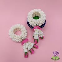 ราคา พานพวงมาลัยดอกมะลิ เซ็ตพานของไหว้ พวงมาลัย ดอกมะลิ งานดินปั้น ขนาดเล็ก (20016292034)