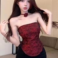 ราคา oobest เสื้อเกาะอกรัดรูปยกทรงเด็กผู้หญิงเผ็ด2025สีแดงเสื้อเกาะอกไม่สม่ำเสมอของผู้หญิง (24915599704)