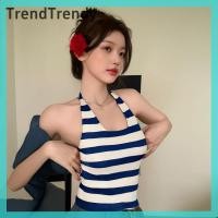 ราคา TrendTrendy เสื้อคล้องคอโชว์หลังผู้หญิงเสื้อถักแขนกุดเข้ารูปเซ็กซี่ (24803571056)