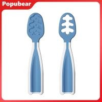 ราคา 2Pcs Babies Food Training Spoons Set for 6 Months Attractive Colors Portable Safe TPE Self Feeding Utensils for BLW Toddler Learning Tableware (25270732742)
