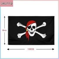 ราคา QIXIANG1 ของตกแต่งแบบทำมือรูปหัวกะโหลกใหญ่90x150ซม ธงโจรสลัดผ้าพันคอสีแดงมีดสองหัวกระโหลกสามมีดโจรสลัดส้อมลายกะโหลก (23434381775)