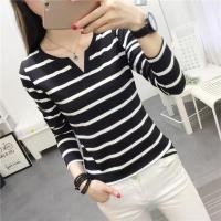 ราคา BD88 SHOP เสื้อแขนยาว ผู้หญิง คอวี ลายทาง ผ้ายืด เนื้อผ้านิ่มใส่สบาย (12261738838)