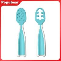 ราคา 2Pcs Babies Food Training Spoons Set for 6 Months Attractive Colors Portable Safe TPE Self Feeding Utensils for BLW Toddler Learning Tableware (25270732743)