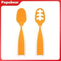 ราคา 2Pcs Babies Food Training Spoons Set for 6 Months Attractive Colors Portable Safe TPE Self Feeding Utensils for BLW Toddler Learning Tableware (25270732745)