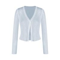 ราคา เสื้อคาร์ดิแกนถักแขนยาวคอวีสีขาวสำหรับผู้หญิงในฤดูร้อน เสื้อคลุมบาง ใส่สบาย ป้องกันแสงแดด เสื้อคลุมกันหนาว (25309334861)
