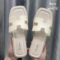 ราคา รองเท้าแตะผู้หญิง รองเท้าแฟชั่นเกาหลี รองเท้าแตะ ผ้าลาย ตัว H แบบสวม ผลิตจากผ้าสังเคราะห์เกรดดี นุ่ม ใส่สบายไม่กัดเท้า รองเท้าใส่สบาย (24962587927)