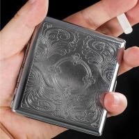 ราคา กล่องบุหรี่สลักโลหะ 20 แพ็คซิลเวอร์ซิลเวอร์กล่องบุหรี่แบบพกพา DN TH (25290186375)