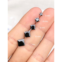 ราคา 925 CZ Earrings High Silver Stud Quality Black Square Sterling ต่างหูเพชร CZ 925 สตั๊ดเงินแท้ ทรงสี่เหลี่ยมสีดำ (22586940532)