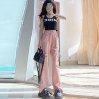 ราคา กางเกงทำงานสีชมพูสำหรับผู้หญิง กางเกงขายาวทรงตรงเอวสูง กางเกงขายาวลำลองสไตล์อเมริกันสำหรับฤดูร้อน กางเกงขายาวลำลองสำหรับผู้หญิง (25441041159)