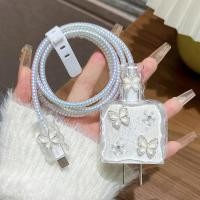 ราคา AKABEILA เคสป้องกันสายชาร์จ For IPad IPhone 18 20W Charger เคสป้องกันสายชาร์จหัวกลมลายผีเสื้อหัวใจรักมุกน่ารัก ปลอกหุ้มสายข้อมูลแบบเกลียว (25176577935)