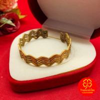ราคา กำไลซีทองเหลืองโบราณลายคลื่น ฟรีไซส์ ปรับได้ตามต้องการ งานทองเหลืองแท้ งานดิบไม่ได้ชุบ ทองเหลืองโบราณ (25131505907)