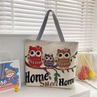 ราคา HNQH Embroidered Fashion Canvas Bag Large Capacity Womens Bag Large Capacity Handheld Shopping Bag (24387111826)