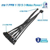 ราคา สาย Y 3 4 Pin PWM 1 to 5 Fan Hub 4 pin 1 to 5 ขยายช่องพัดลม 4 Pin Molex Power (16220963975)