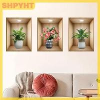 ราคา SHPYHT 3ชิ้นสติกเกอร์ติดผนังกระถางต้นไม้ลายดอกไม้เหมือนจริงสีน้ำลอกออกได้สำหรับห้องนอนห้องนั่งเล่นรูปลอกตกแต่งผนังสถานรับเลี้ยงเด็ก (24555697977)