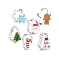 ราคา 4 Inch Large Christmas Cookie Cutters Stainless Steel Xmas Baking Set Christmas Tree Snowflake Gingerbread Man Snowman Santa Head Candy Cane (25491709784)
