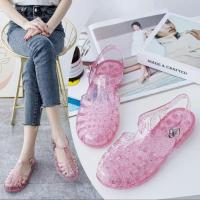 ราคา สีดำรองเท้าแตะหนังแก้ว รองเท้ายางสีใสมีกากเพชร รัดส้น ยางนิ่มใส่สบายไม่กัดเท้า พร้อมส่งใสแล้วดูดี (24367232180)